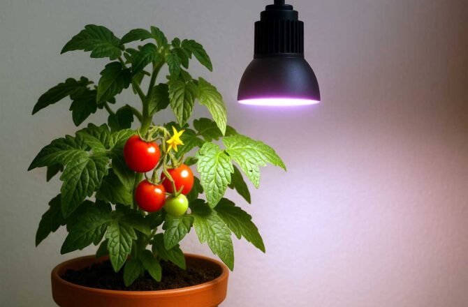 Dyrk tomatplanter indendørs med grolys