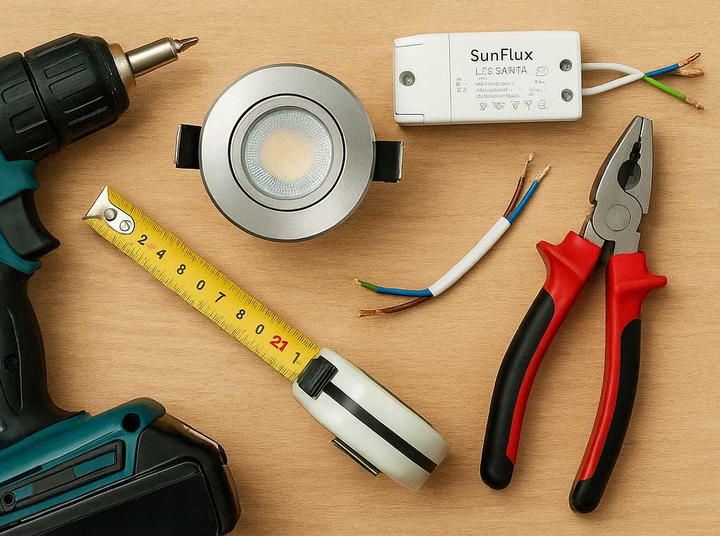 Montering af indbygningsspot i loftet