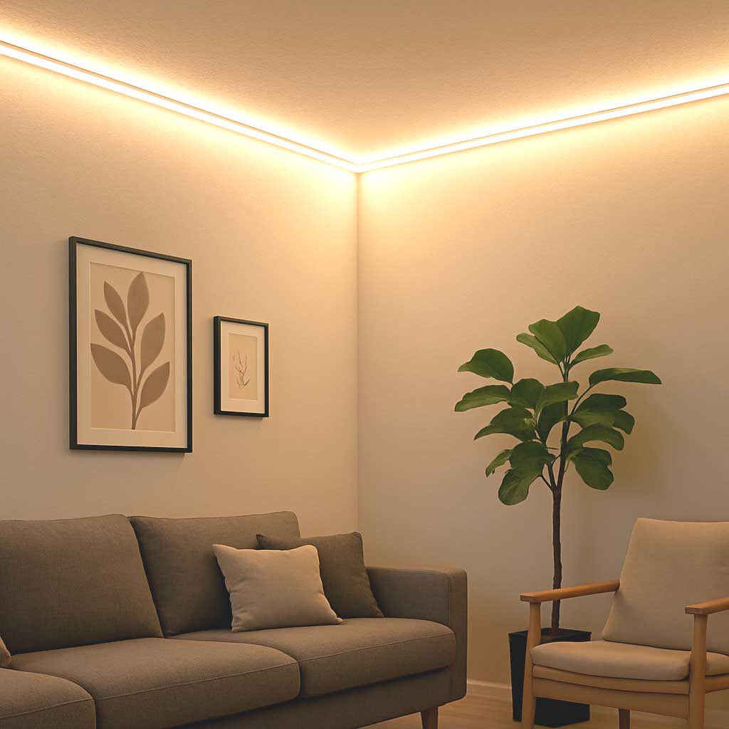 Installation af led strips fra sunflux i en stue